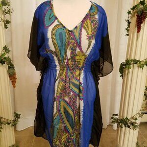Bisou Bisou Blue with pattern sheer NWOT 14